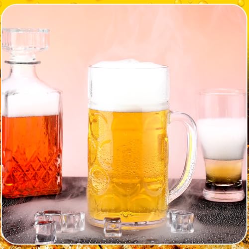 10 Pcs Large 34 Oz Plastic Beer Mugs with Handle - Shatterproof Stein