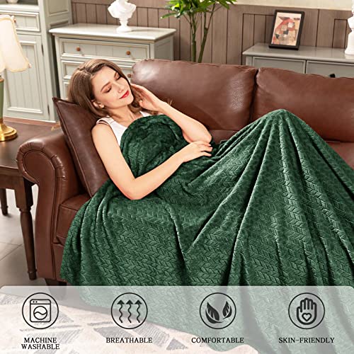 Inhand Plush Flannel Fleece Throw Blanket - Soft Green Leaf Pattern, 50" x 60"