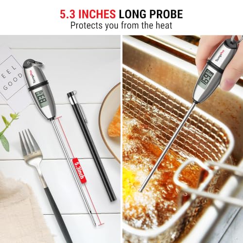 Digital Instant Read Meat Thermometer with 5.3-Inch Probe for Cooking