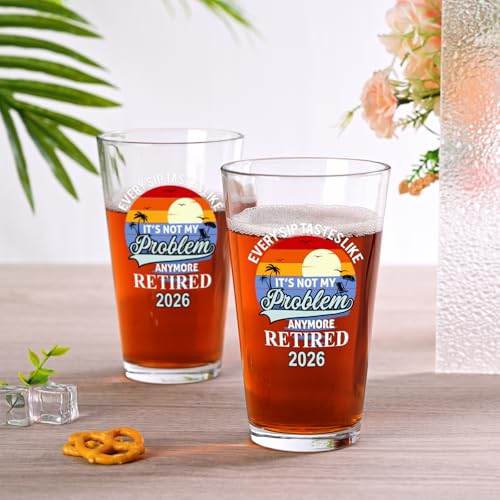 Retired 2026 Beer Glass - Funny Retirement Gift for Men