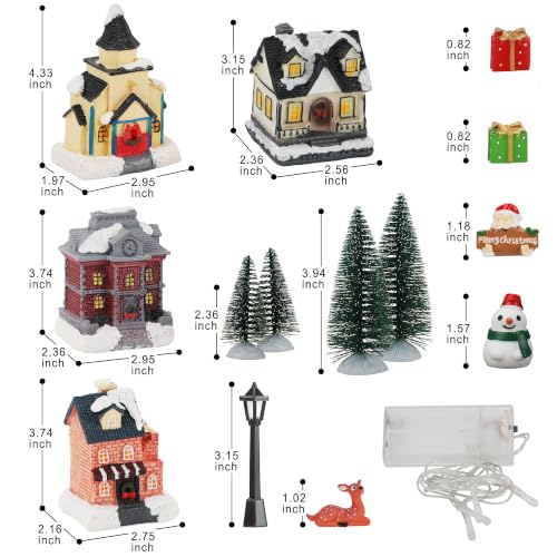 Christmas Village Set with LED Lights & Figurines Indoor Holiday Decor
