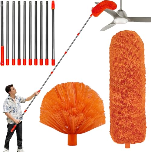 High Reach Microfiber Duster Kit with 14 ft Extension Pole & 2 Heads
