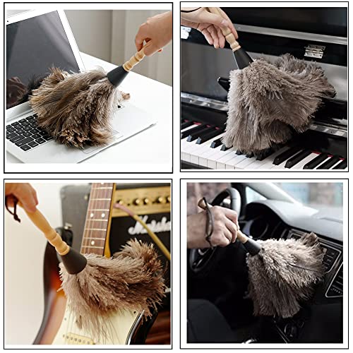 Natural Ostrich Feather Dusters with Wooden Handles, 14 Inch - 2 Pack