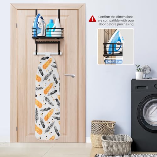 Over-the-Door or Wall Mount Ironing Board Hanger and Iron Storage Caddy