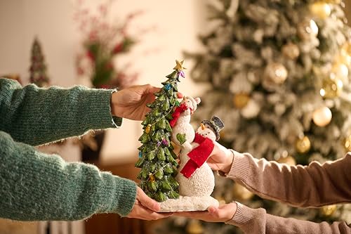 Valery Madelyn 13 Inch Christmas Snowman Family Figurines with Lights, Resin Holiday Decorations