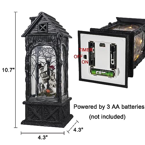 Halloween Ghost Projection Snow Globe Lantern with Timer and Glitter