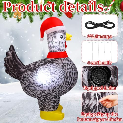 Ceenna 5ft Lighted Christmas Inflatable Luhua Chicken Decor - Indoor Outdoor Festive Yard Decor