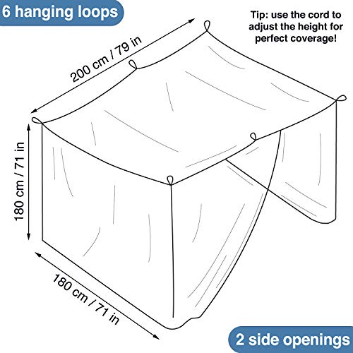 Rectangular Mosquito Net Bed Canopy for Queen & King Beds with Hanging Kit