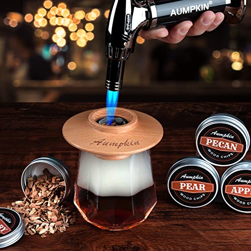 Aumpkin Cocktail Smoker Kit with Torch, 6 Flavors Wood Chips, Whiskey Infuser, Gift Set for Men & Dad (Torch Included)
