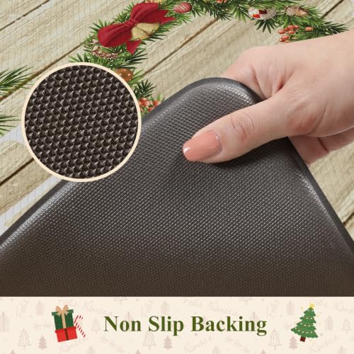 KIMODE Christmas Kitchen Mats Set 2pc Cushioned Anti-Fatigue 17.3" x 47" + 17.3" x 29"