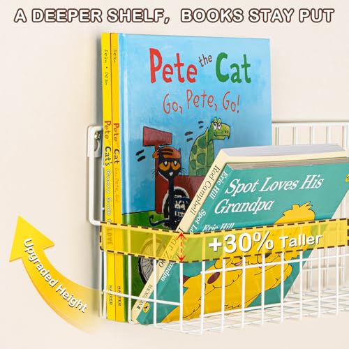 6-Pack Wall Mounted Floating Bookshelves for Kids Nursery Room Storage