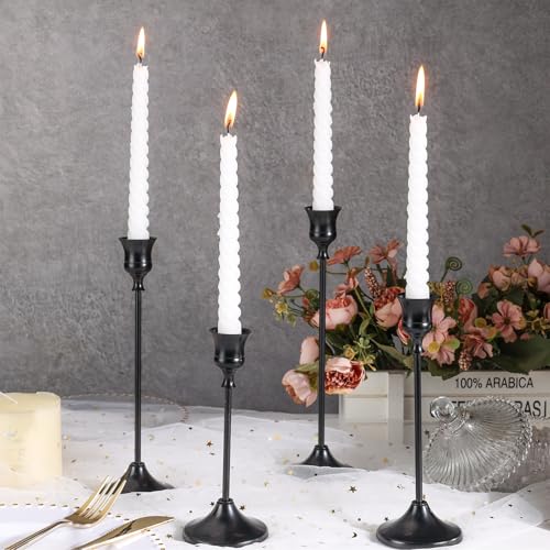Metal Taper Candle Holder Set - 6PCS Elegant Black Holders