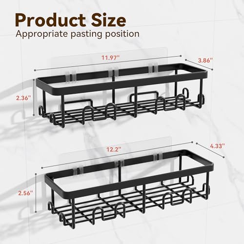 Adhesive Shower Caddy Rustproof Stainless Steel Wall Organizer 2-Pack