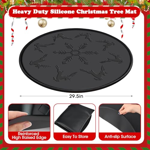 Waterproof Silicone Christmas Tree Floor Protector Mat with Raised Lip