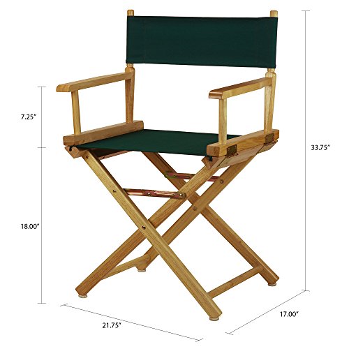 Foldable Solid Wood Director's Chair, 18-Inch Seat, Hunter Green