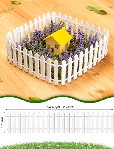 3-Piece Mini Wood Picket Fence for Christmas Village and Fairy Gardens