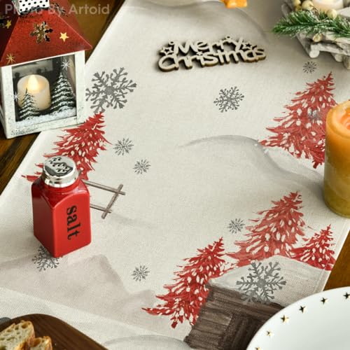 Artoid Mode Red Snowman Xmas Table Runner 13 x 108 Inch – Holiday Decor