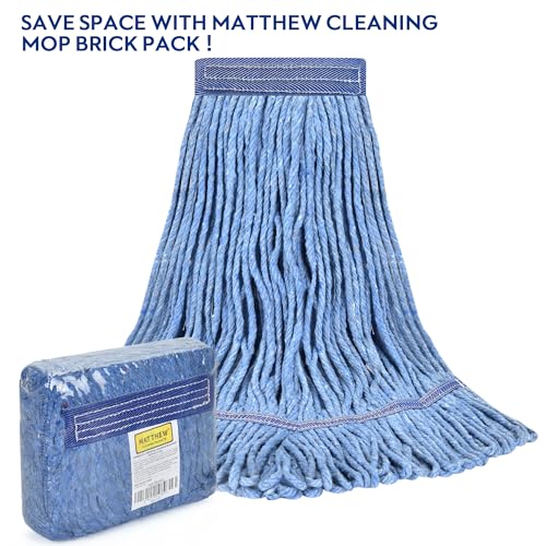Heavy Duty Commercial Mop Head Refills - Blue Cotton Looped End (Pack of 3)