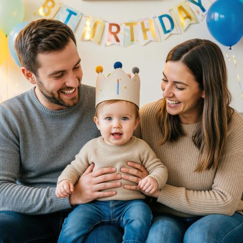 Personalized 1st Birthday Crown Headband for Baby Boy & Girl