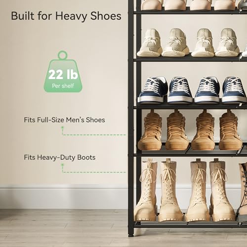 10-Tier Metal Shoe Rack Organizer - Large Capacity 50 Pair Shoe Storage Shelf