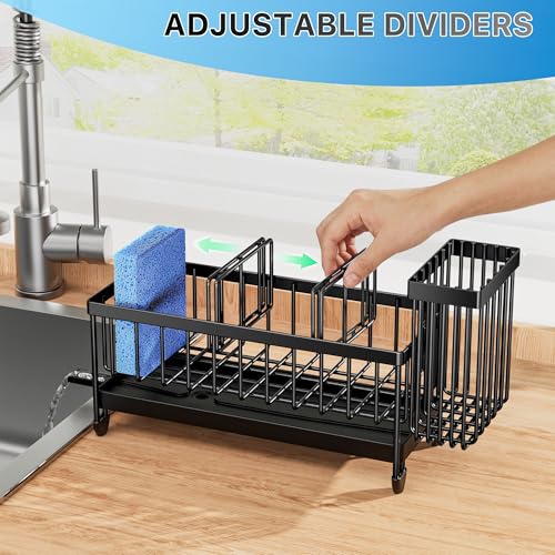 Cisily Stainless Steel Kitchen Sink Caddy Organizer with Rotatable Spout