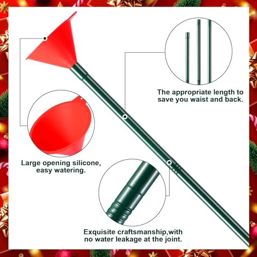 Red Christmas Tree Watering Funnel, 45-inch Long, Watertight Silicone & Stainless Steel
