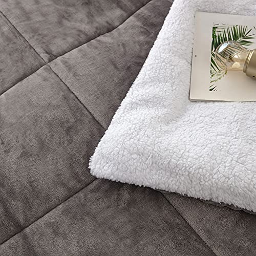 Ultra Soft Sherpa Comforter Set - Full Queen, 3 Piece Grey Bedding