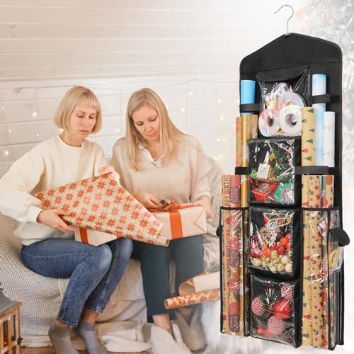Hanging Gift Wrap Organizer Double-Sided Wrapping Paper Storage