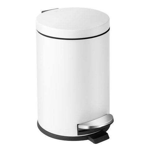 Cesun Small Trash Can - 1.2 Gallon White Bathroom Wastebasket with Lid & Foot Pedal | Mini Round Design