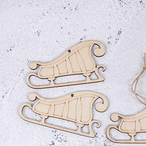 Happyyami 10pcs Unfinished Wooden Christmas Tree Decorations & Ornaments for DIY Crafting