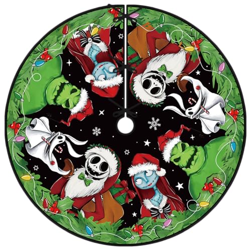 48-Inch Christmas Tree Skirt - Double-Layer Printed Holiday Tree Base Cover