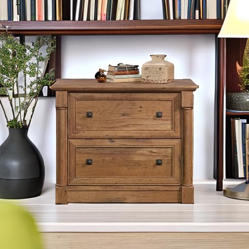 2-Drawer Lateral File Cabinet for Home Office, Vintage Oak Finish