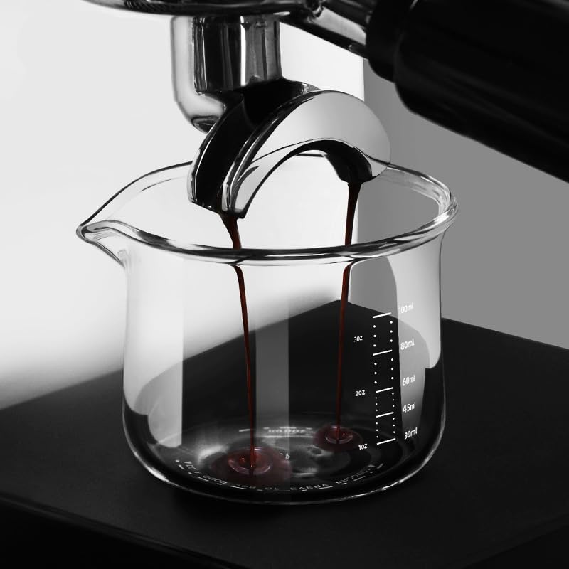 ANAKAO 1pc Clear 100ML Espresso Cups with V-Shaped Mouth & Scales, Heat-Resistant Borosilicate Glass, Coffee Shot Glasses, Milk Frothing Pitcher