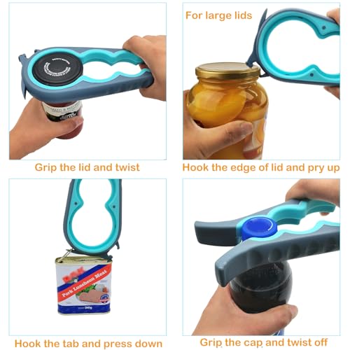 6-in-1 Jar Opener & Bottle Opener for Seniors with Arthritis & Weak Hands