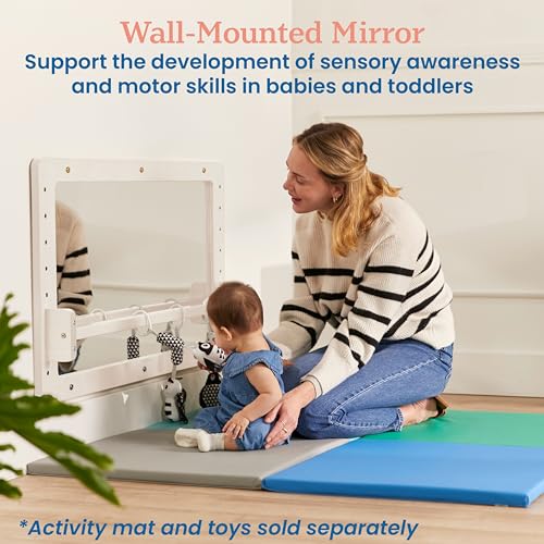 Wall-Mounted Coordination Mirror with Pull-Up Bar for Toddlers