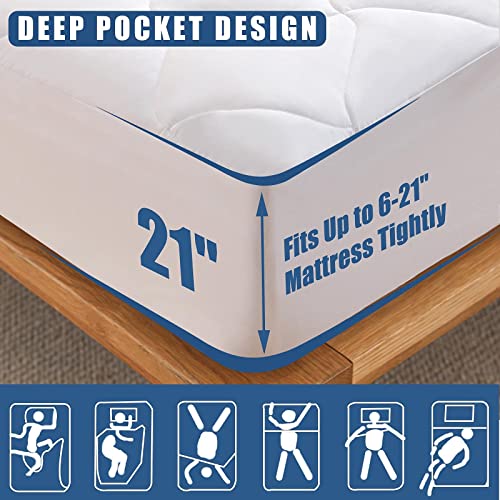 Twin XL Quilted Waterproof Mattress Pad - Breathable Cooling Protector