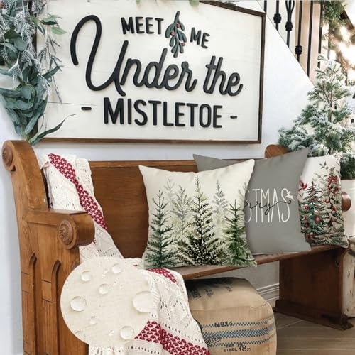 RABUSOFA Waterproof Christmas Pillow Covers 18x18 Inches Set of 4 Gray Outdoor Tree Decor