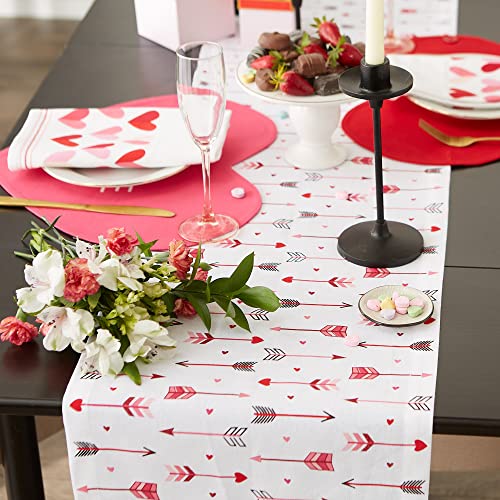 DII Valentine's Day Table Top Collection, Table Runner, 14x72, Hearts & Arrow
