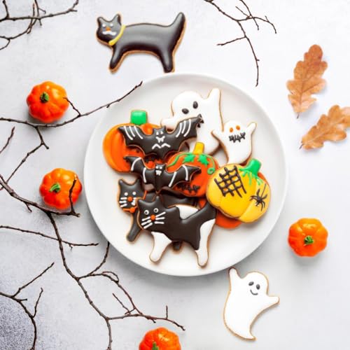 Halloween Cookie Cutters Set - 12 Stainless Steel Shapes: Pumpkin, Ghost, Bat & Cat