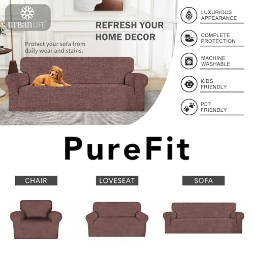 Stretch Sofa Slipcover - 1-Piece Couch Protector, Soft & Breathable, Machine Washable, Pet Friendly, Chocolate