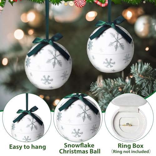 Engagement Christmas Ornament Box - Snowball Ring Keepsake by Huquary