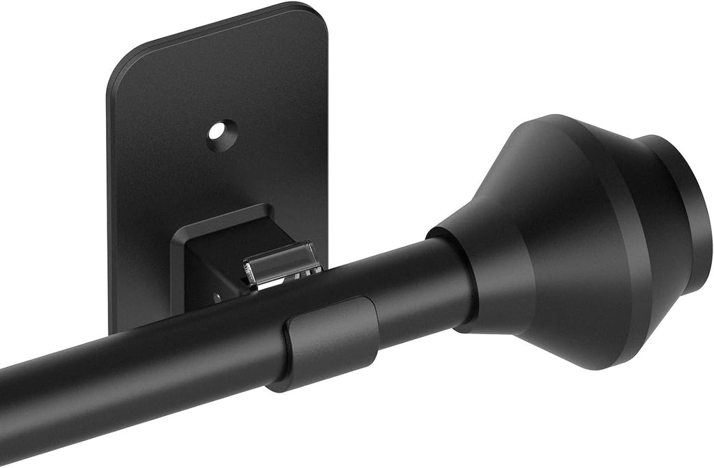 Skiennix Adjustable Curtain Rods - No Drilling, 36-48 Inch, Black Telescoping Design for Easy Installation