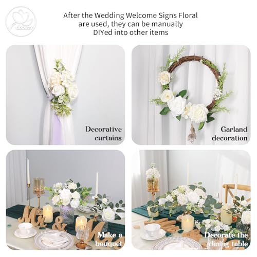 Artificial Wedding Welcome Sign Flower Swags, Set of 2 Silk Floral Decor