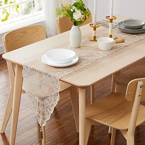 LinenZone 14 x 72 Linen Table Runner with 2 Tassels (Mia 14 x 72, Rectangular)
