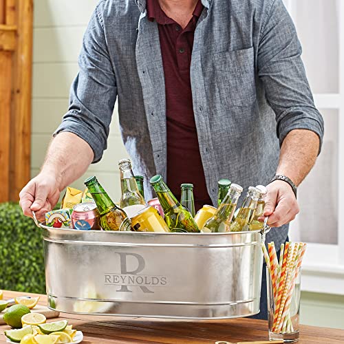 Let's Make Memories Personalized Galvanized Beverage Tub - No Stand, Custom Name & Initial, 5.5 Gallons