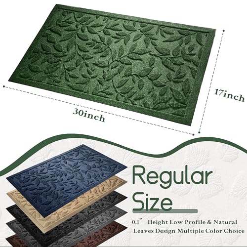 Leaf Print Indoor Outdoor Door Mat - Non-Slip Rubber Backing, 17x30 Inch