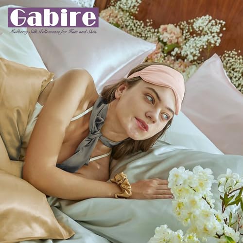 Gabire Mulberry Silk Pillowcase Set of 2 for Hair & Skin, Black Standard
