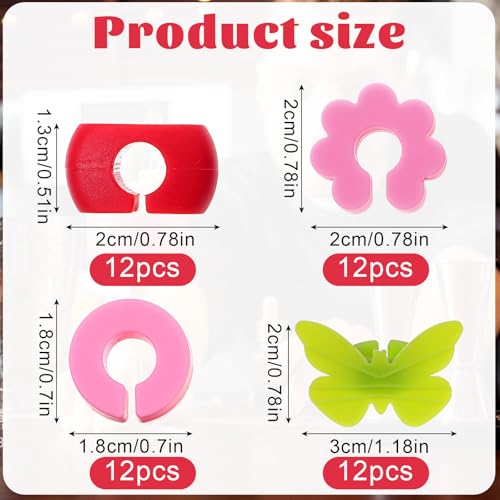 48 Pcs Silicone Wine Glass Charms Drink Markers for Stemware - Lusofie