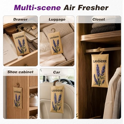 12-Pack Lavender Scented Sachets for Closet and Drawer Air Freshener