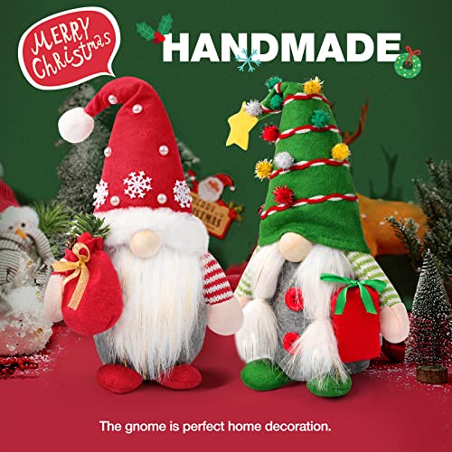 Christmas Gnome Plush Tabletop Decorations - Set of 2 Farmhouse Figurines